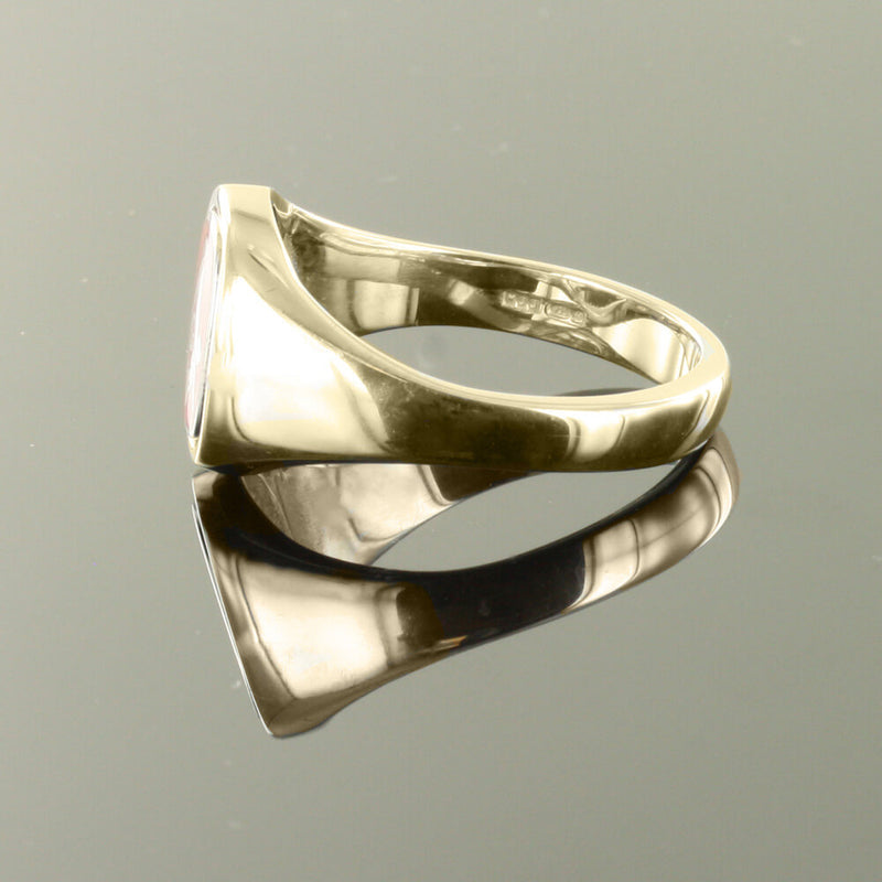 9 Karat Gold Wendbarer Freimaurerring mit Kissenkopf und 2 1/2 Grad Neigung