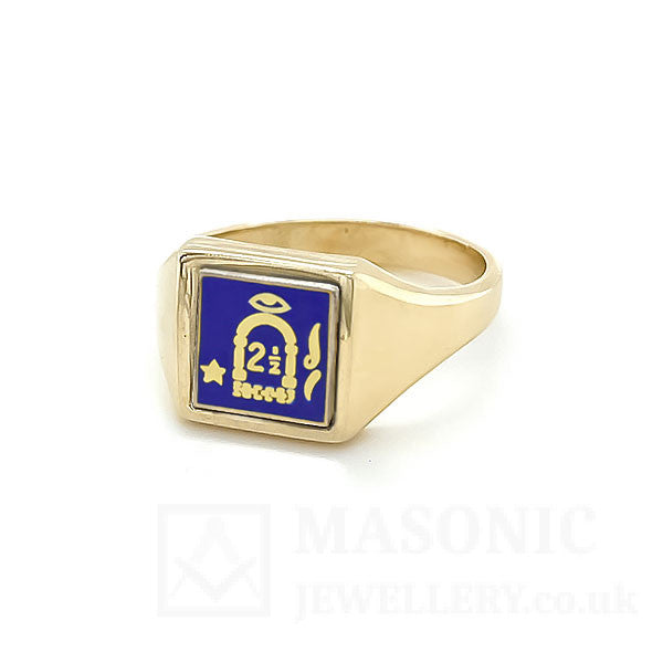 9 Karat Gold Wendbarer quadratischer Ring mit 2,5-Grad-Kopf