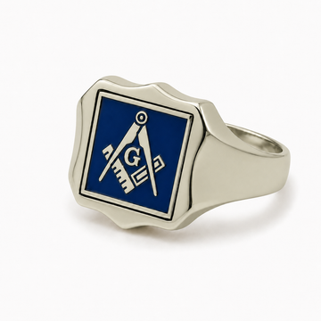 9ct Gold Reversible Shield Head Square and Compass Masonic Ring