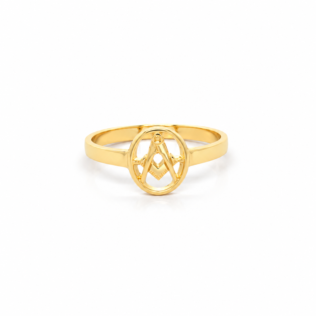 9ct Yellow Gold Oval Ladies Masonic Ring