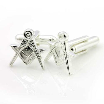 Silver Plated Masonic Cufflinks Depicting the Square & Compass