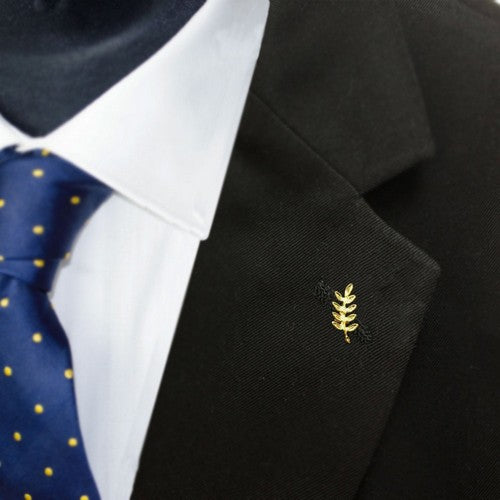 Gilt Metal Acacia Leaf Masonic Lapel Pin (or Badge)