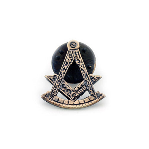 Antique Bronze Effect Masonic Lapel Pin Depicting the Square & Compass