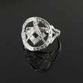 Small Silver Pierced Design Square and Compass Masonic Ring