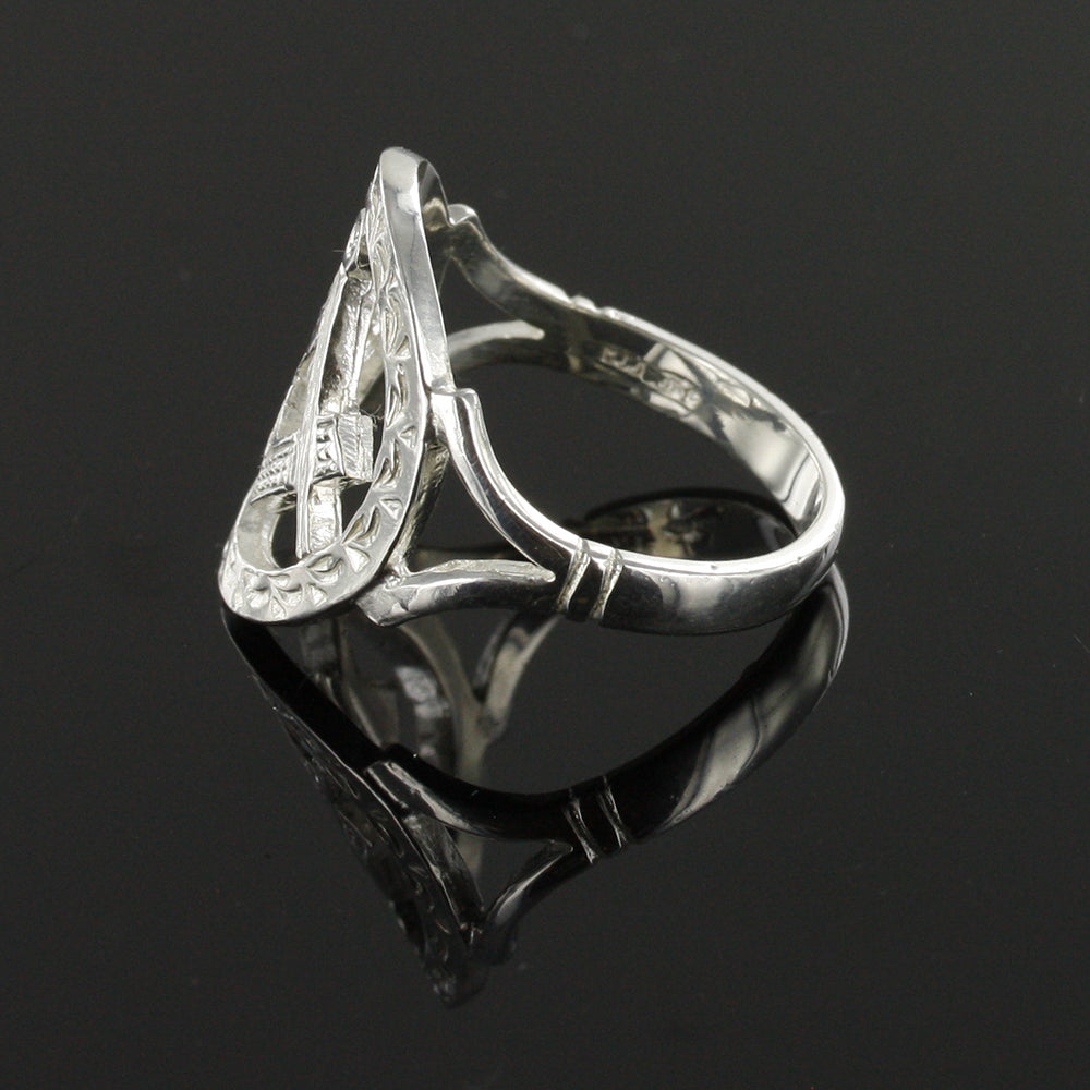 Small Silver Pierced Design Square and Compass Masonic Ring