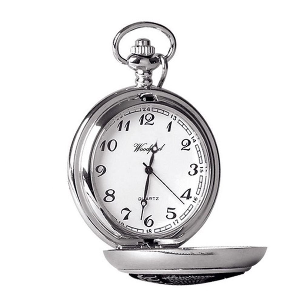 Silver Chrome Plated Masonic Pocket Watch with Square & Compass Motif