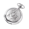 Silver Chrome Plated Masonic Pocket Watch with Square & Compass Symbol