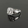 Shield Head Silver Masonic Signet Ring Bearing the Square & Compass Symbol/Seal