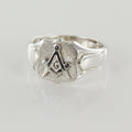 Shield Head Silver Masonic Signet Ring Bearing the Square & Compass Symbol/Seal
