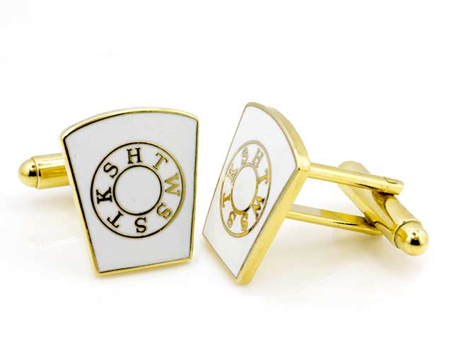 Gilt Metal HTWSSTKS Masonic Cufflinks with Gilt Keyline (Mark Master)