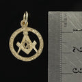 Small Circle Pendant in Gold with the Square and Compass Symbol