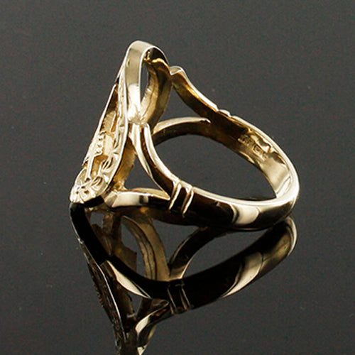 Large Gold Pierced Design Square and Compass Masonic Ring