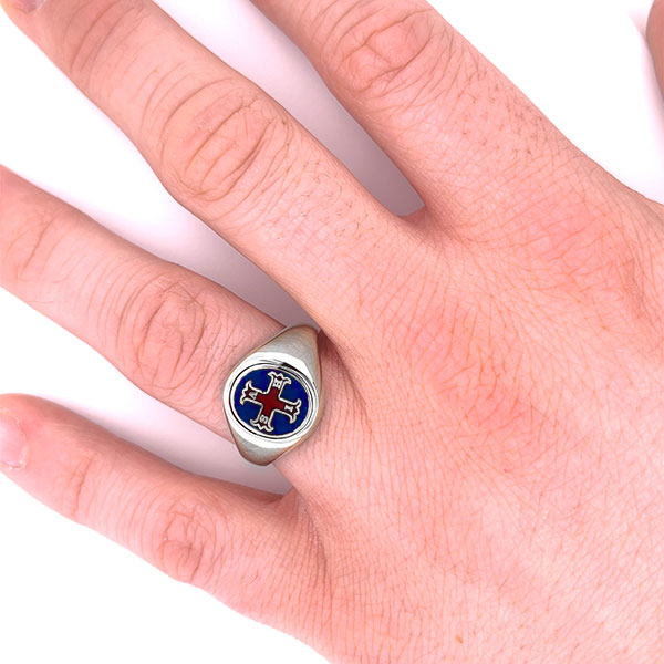 Hallmarked Solid Silver Cross of Constantine Ring Fixed Head