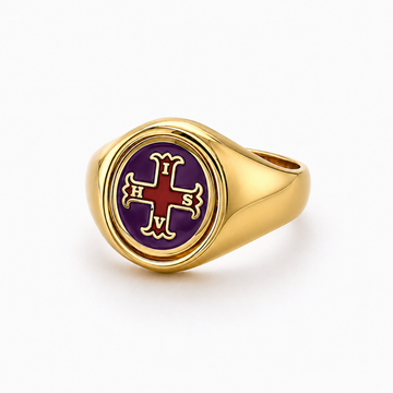 9ct Yellow Gold Cross of Constantine Fixed Head Ring