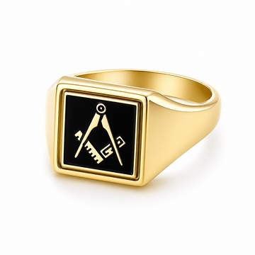 9ct Reversible Square Head Square and Compass Masonic Ring