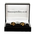 Gold Plated Black Enamel Square and Compass with G Cufflinks