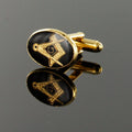 Gold Plated Black Enamel Square and Compass with G Cufflinks