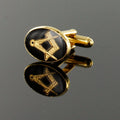 Gold Plated Black Enamel Square and Compass Cufflinks