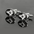 Silver Plated Black Enamel Square and Compass Cufflinks