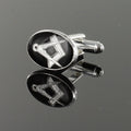 Silver Plated Black Enamel Square and Compass Cufflinks