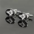 Silver Plated Black Enamel Square and Compass with G Cufflinks