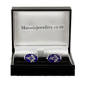 Silver Plated Blue Enamel Square and Compass with G Cufflinks