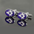 Silver Plated Blue Enamel Square and Compass Cufflinks