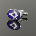 Silver Plated Blue Enamel Square and Compass Cufflinks