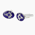 Silver Plated Blue Enamel Square and Compass Cufflinks