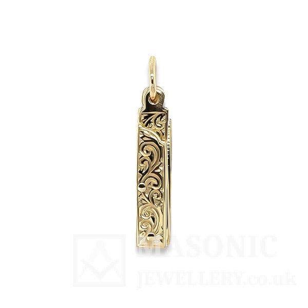 9ct Yellow Gold Foldable Square & Compass Pendant