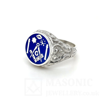 Silver 925 Enamelled Symbols of Freemasonry Ring