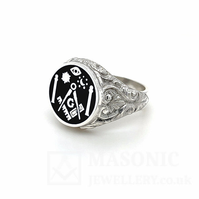 Silver 925 Enamelled Symbols of Freemasonry Ring
