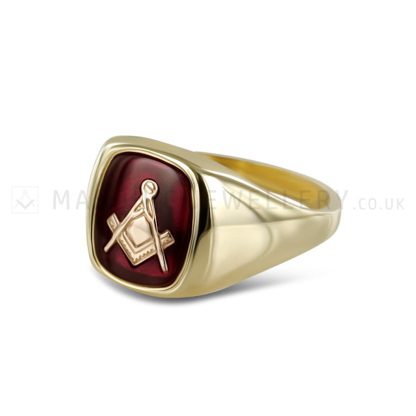 Masonic Ruby Rings 9ct Gold Synthetic Ruby or Sapphire Square And Compass Masonic Ring ...