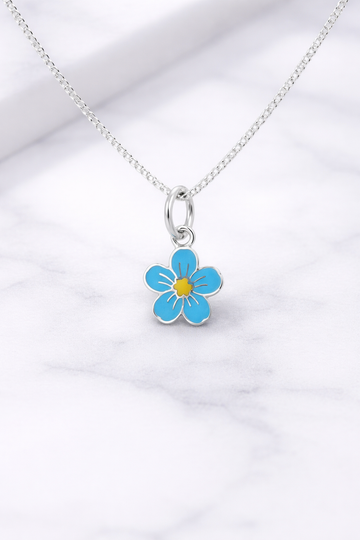solid 925 Silver Forget Me Not Pendant