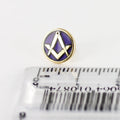 Gilt Metal Square and Compass Royal Blue Enamel Lapel Pin