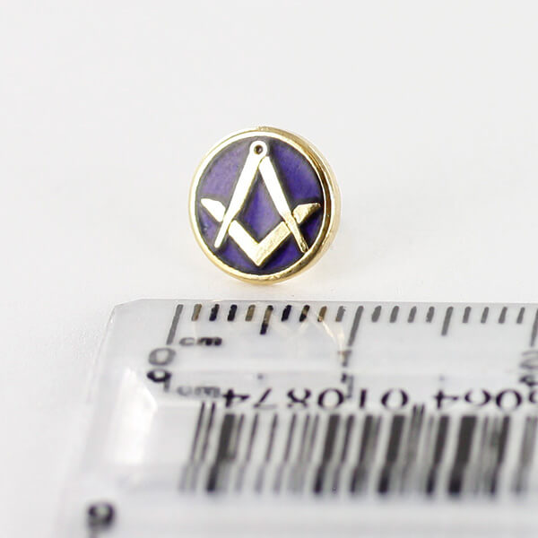 Gilt Metal Square and Compass Royal Blue Enamel Lapel Pin