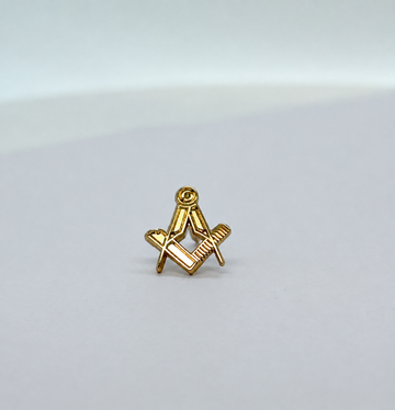 Gilt Metal Square & Compass Masonic Lapel or Tie Pin