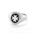 silver fixed head knights of Malta oval head masonic ring