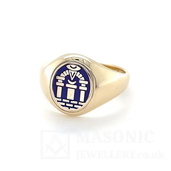 9ct yellow gold royal arch masonic ring blue