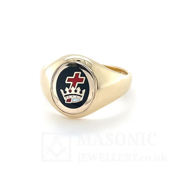 9ct yellow gold royal black constitution ring