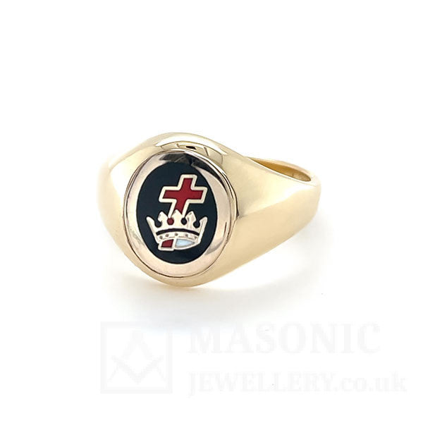 9ct yellow gold royal black constitution ring