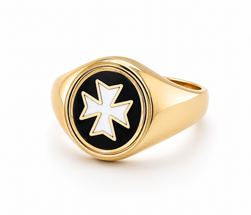9ct Yellow Gold Knights of Malta Masonic Ring Fixed Head
