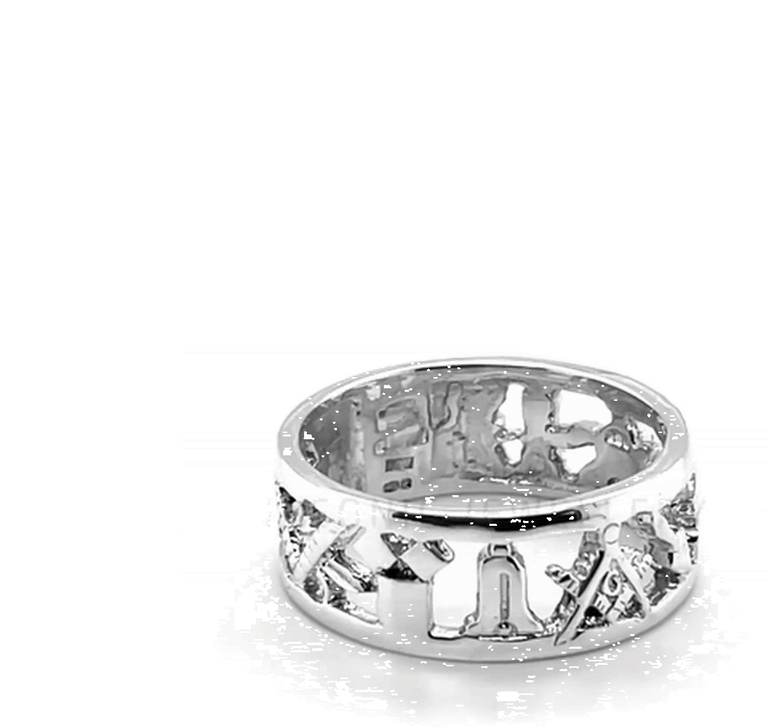 masonic silver wedding ring