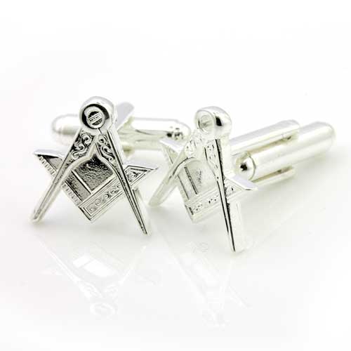 Silver Masonic Cufflinks Square & Compass Symbols
