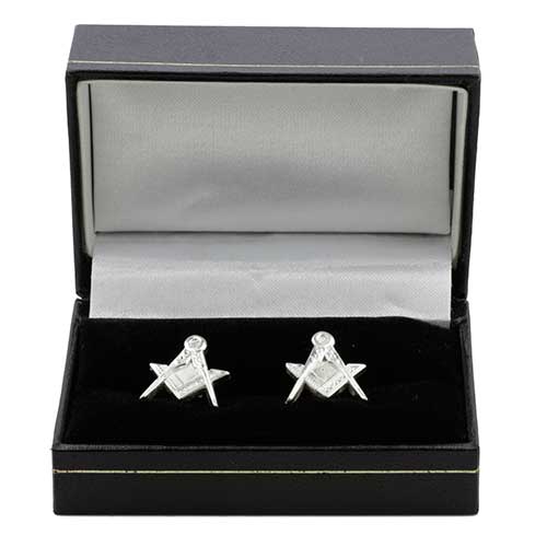 Silver Masonic Cufflinks Square & Compass Symbols