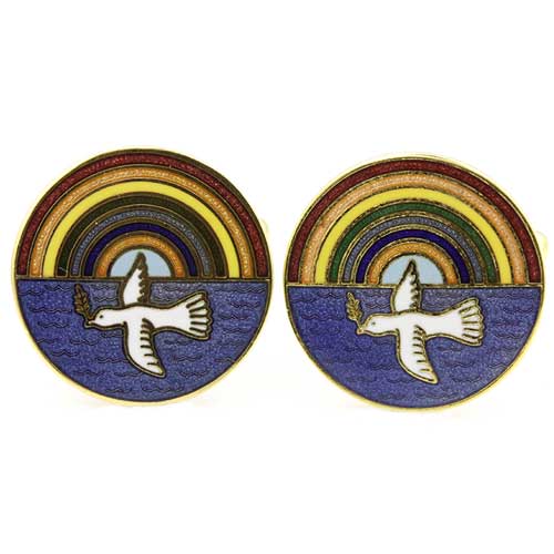 Gilt Metal and Enamel Royal Ark Mariner Masonic Cufflinks