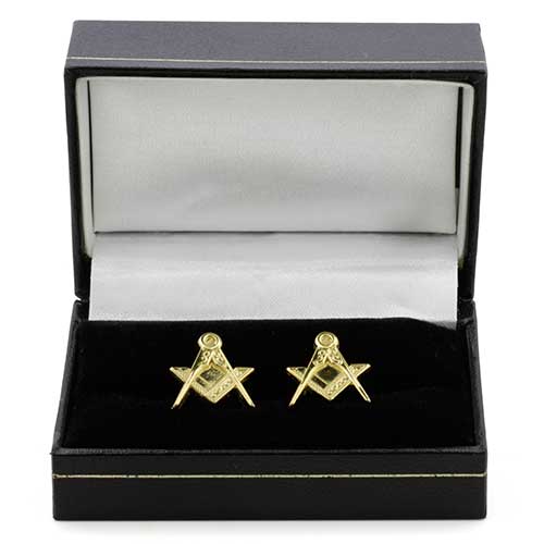 Gilt Gold Masonic Cufflinks with the Square & Compass