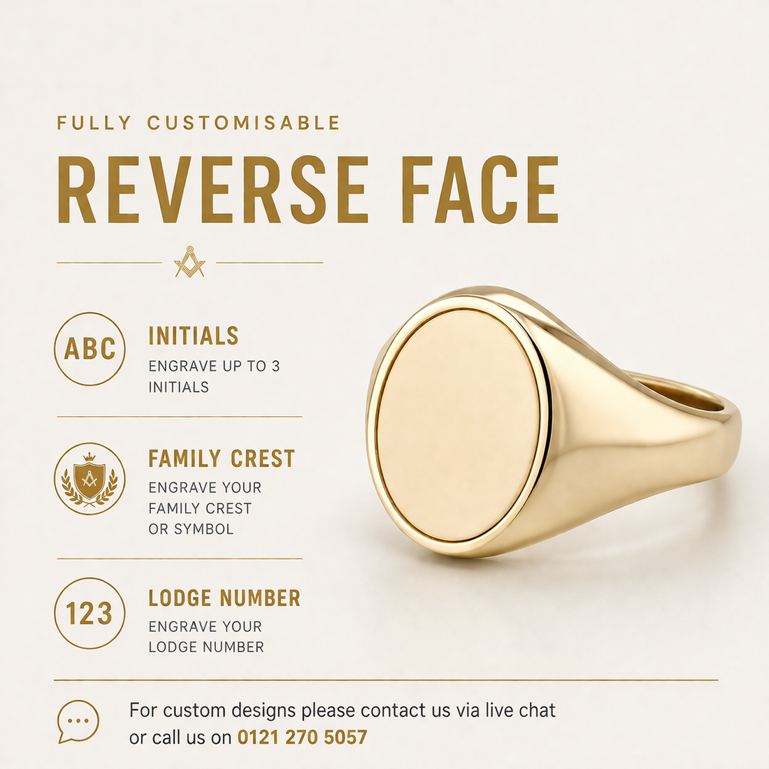 9ct Gold Reversible Knights Templar PD EP/VD SA Masonic Ring