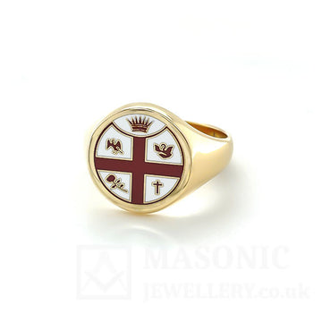 9ct Yellow Gold Irish Prince Mason Rose Croix Ring