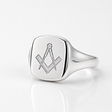 Hallmarked Silver Square And Compass Masonic Ring